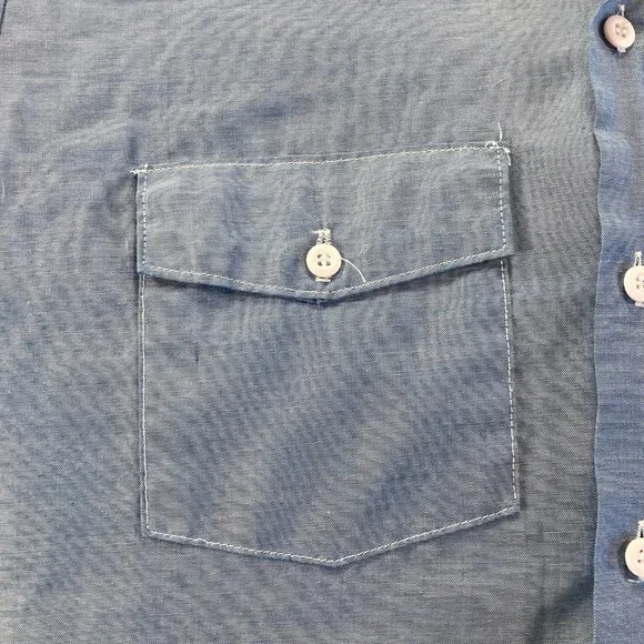 Dickies Button Down Shirt Mens Adult 17-17.5" Sleeve 34/35 Blue Long Sleeve USA - Picture 2 of 15